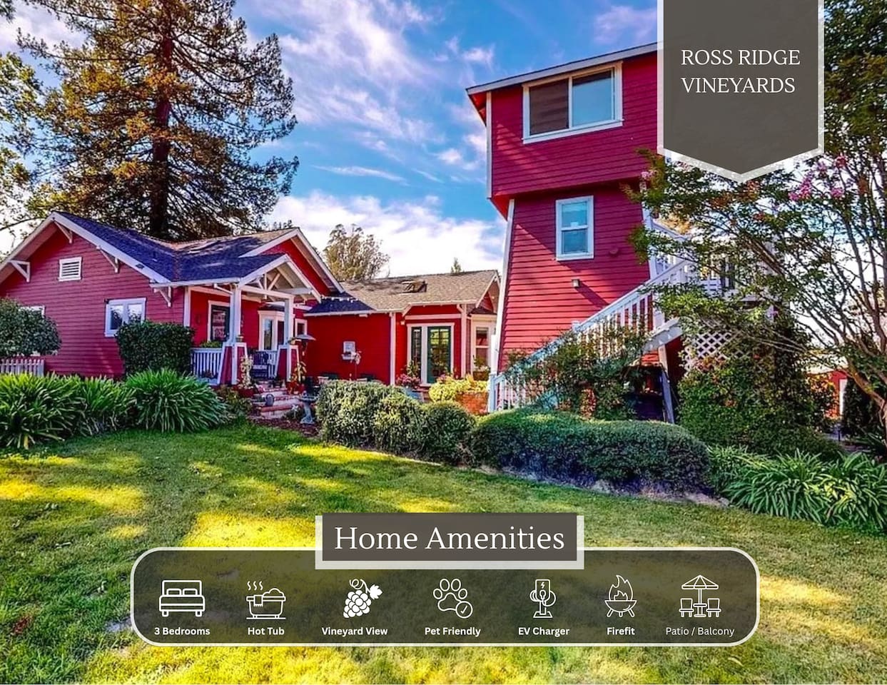 Centrally located with designer features and a view lounge over the vineyards, you will have a very memorable stay in wine country!