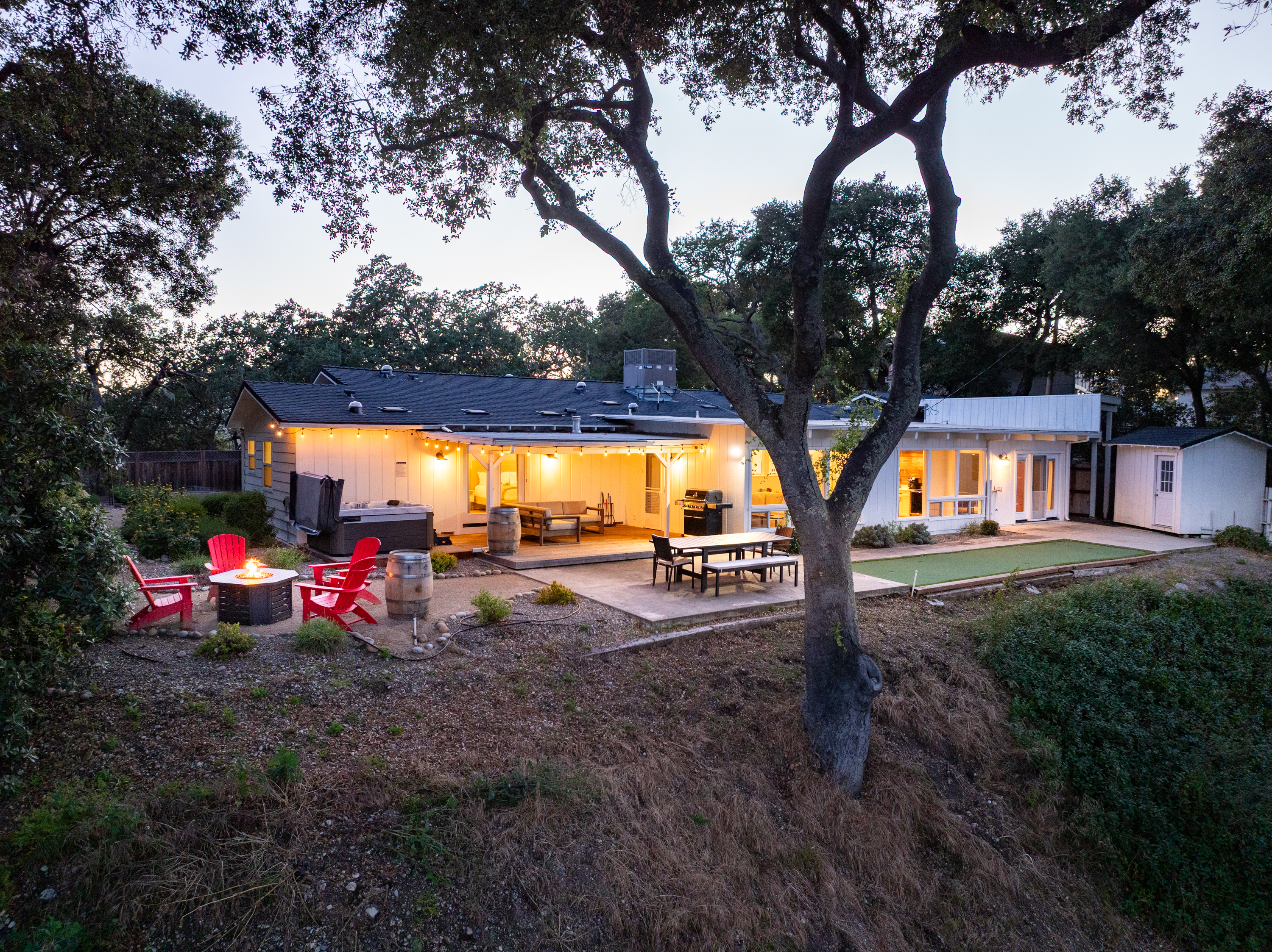 Golden hour, string lights, and a bubbling hot tub. Your ultimate outdoor escape starts right here.