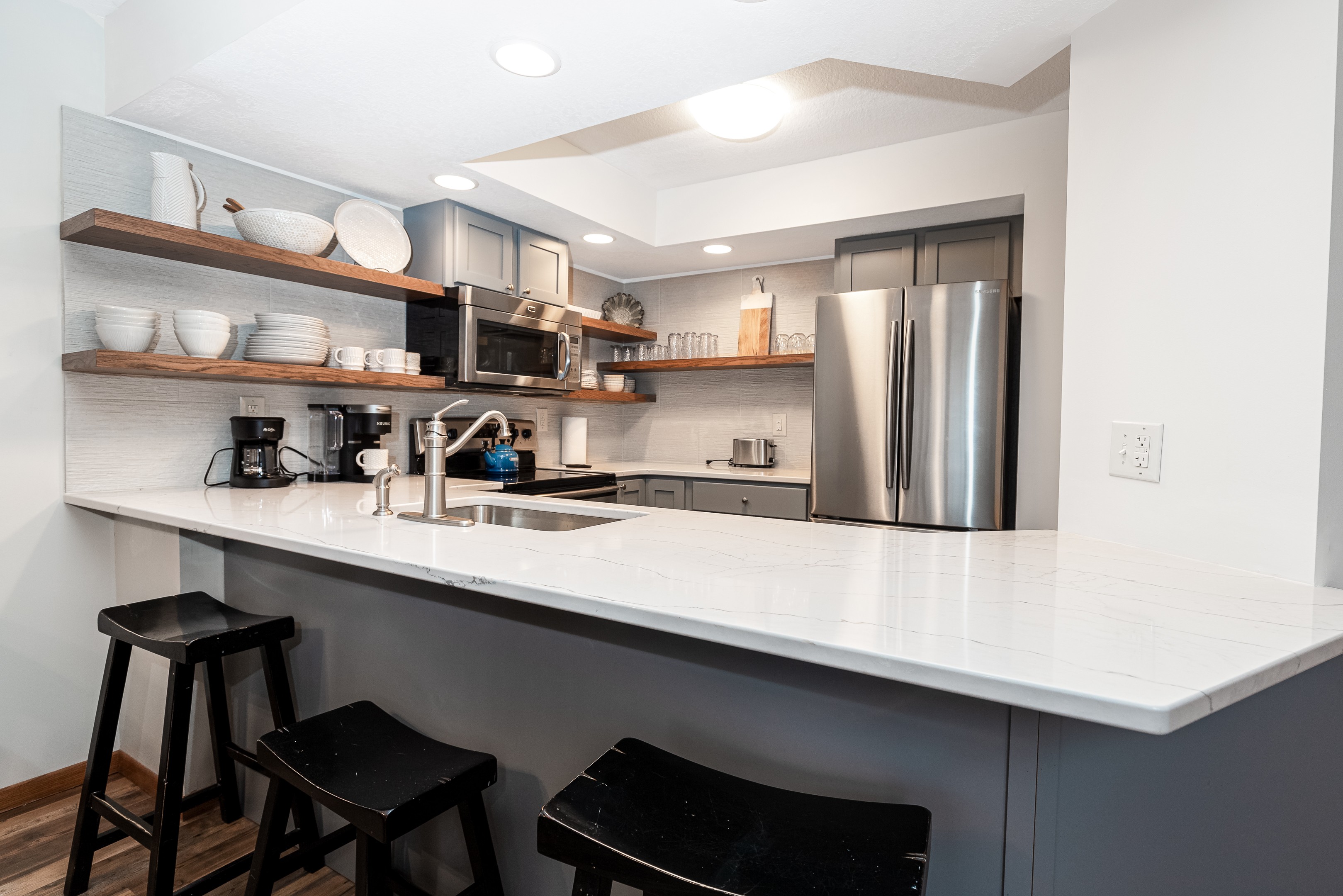 Pull up a seat at the counter and chat with the chef while meals are being prepared.