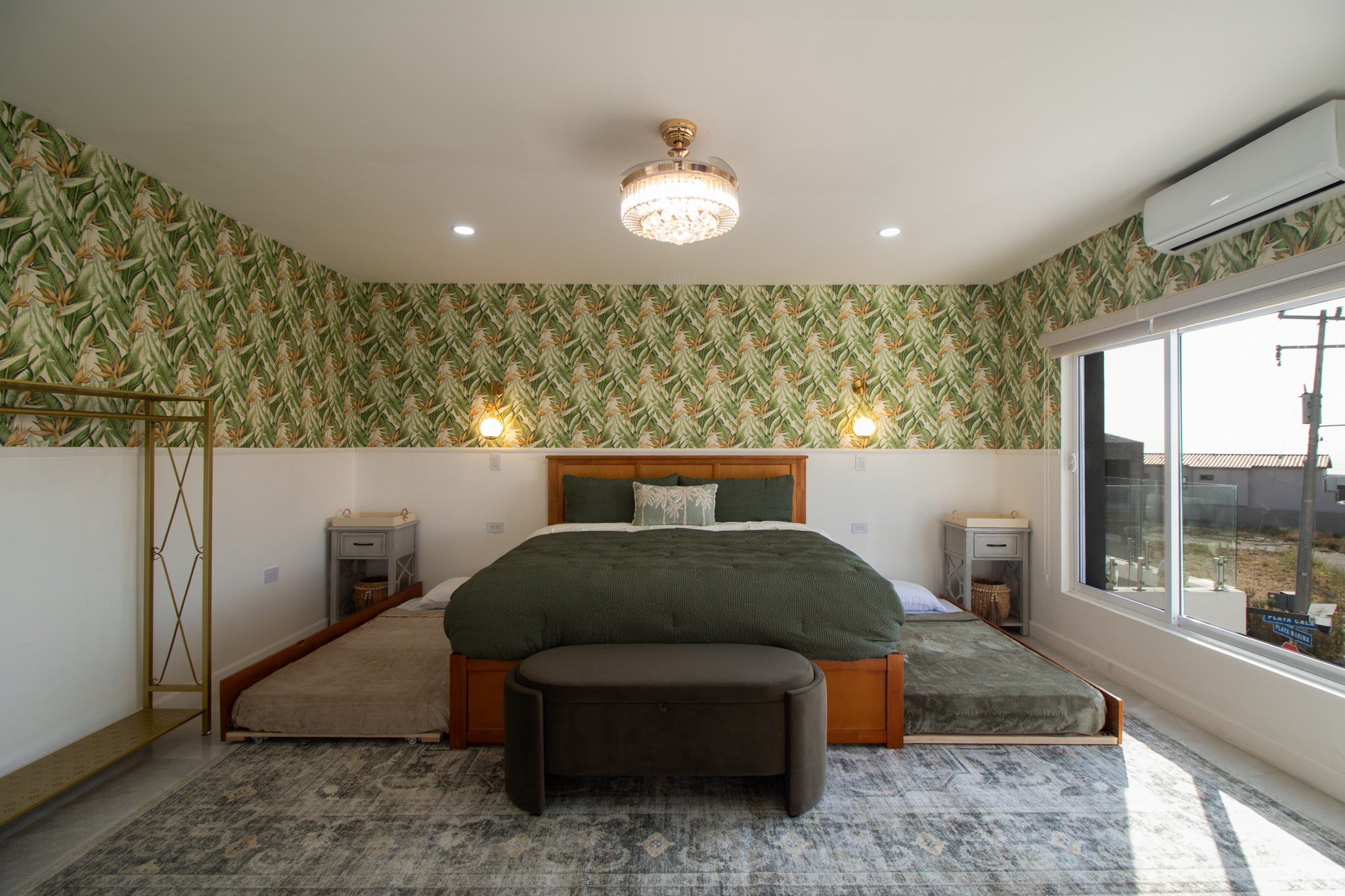 Two twin trundle beds open up on either side
