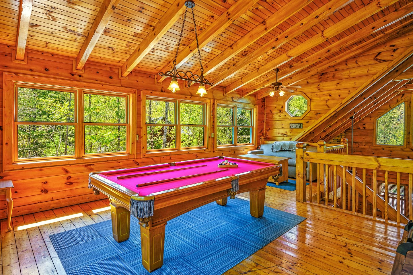 All wood construction feels very "cabin-y", and that's what we love about it here