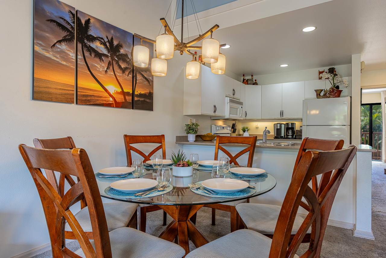 Dining table inside for up to 6 is ideal for cards or game night