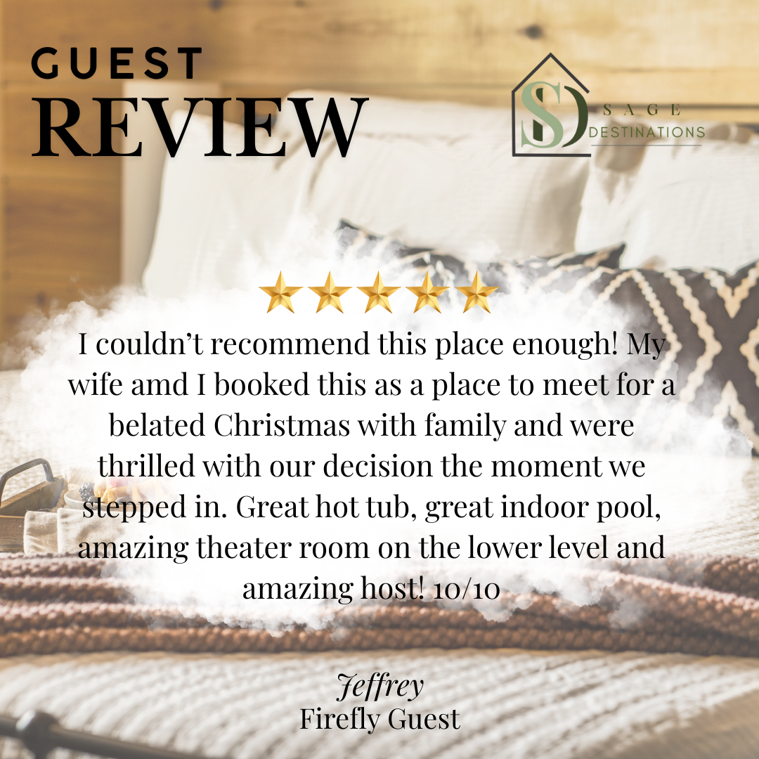 Our guest left a 5-star review, appreciating the comfort of the cabin and its calm, scenic setting.