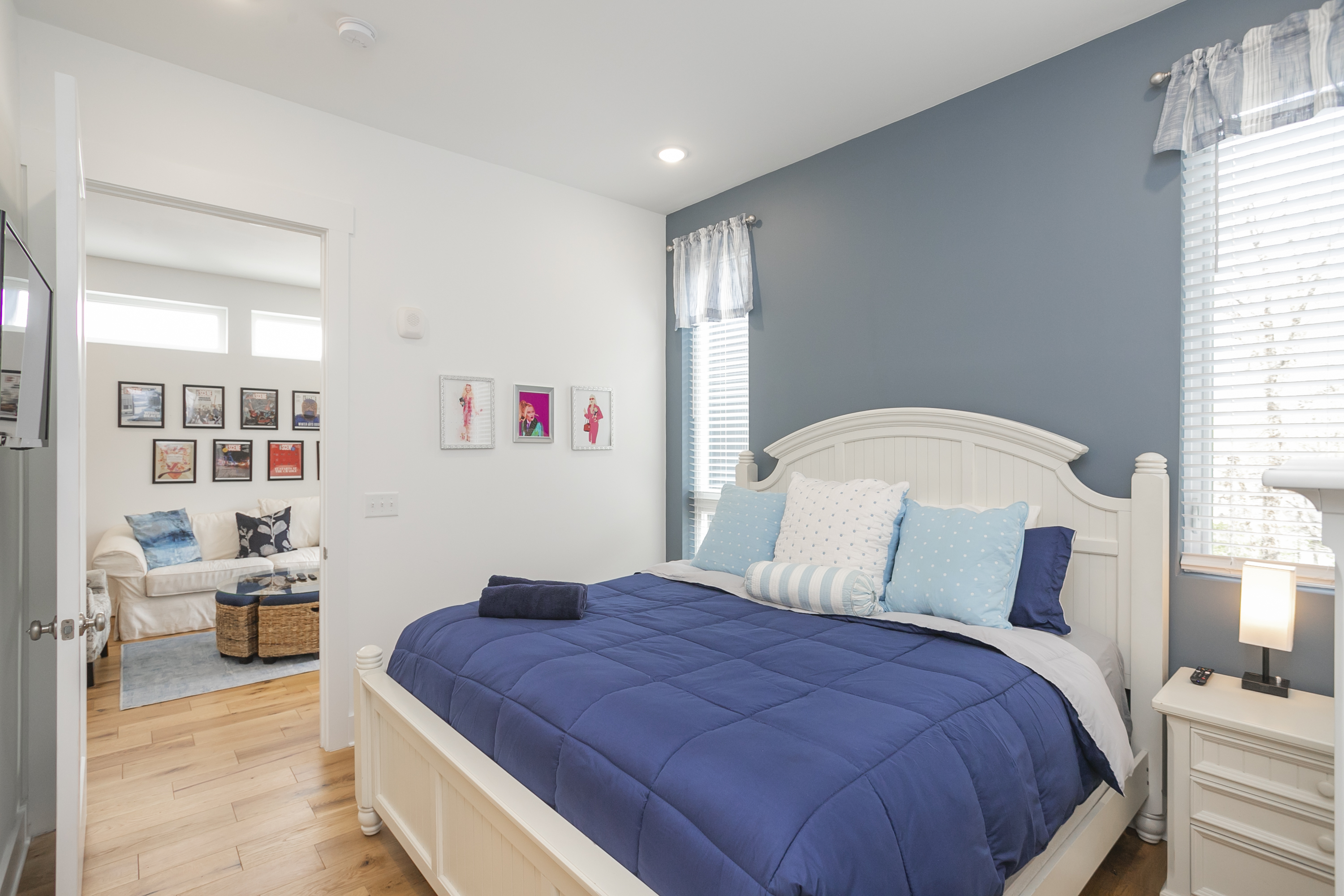 Welcome to The beautiful comfy Reese Room  right off the living space. 