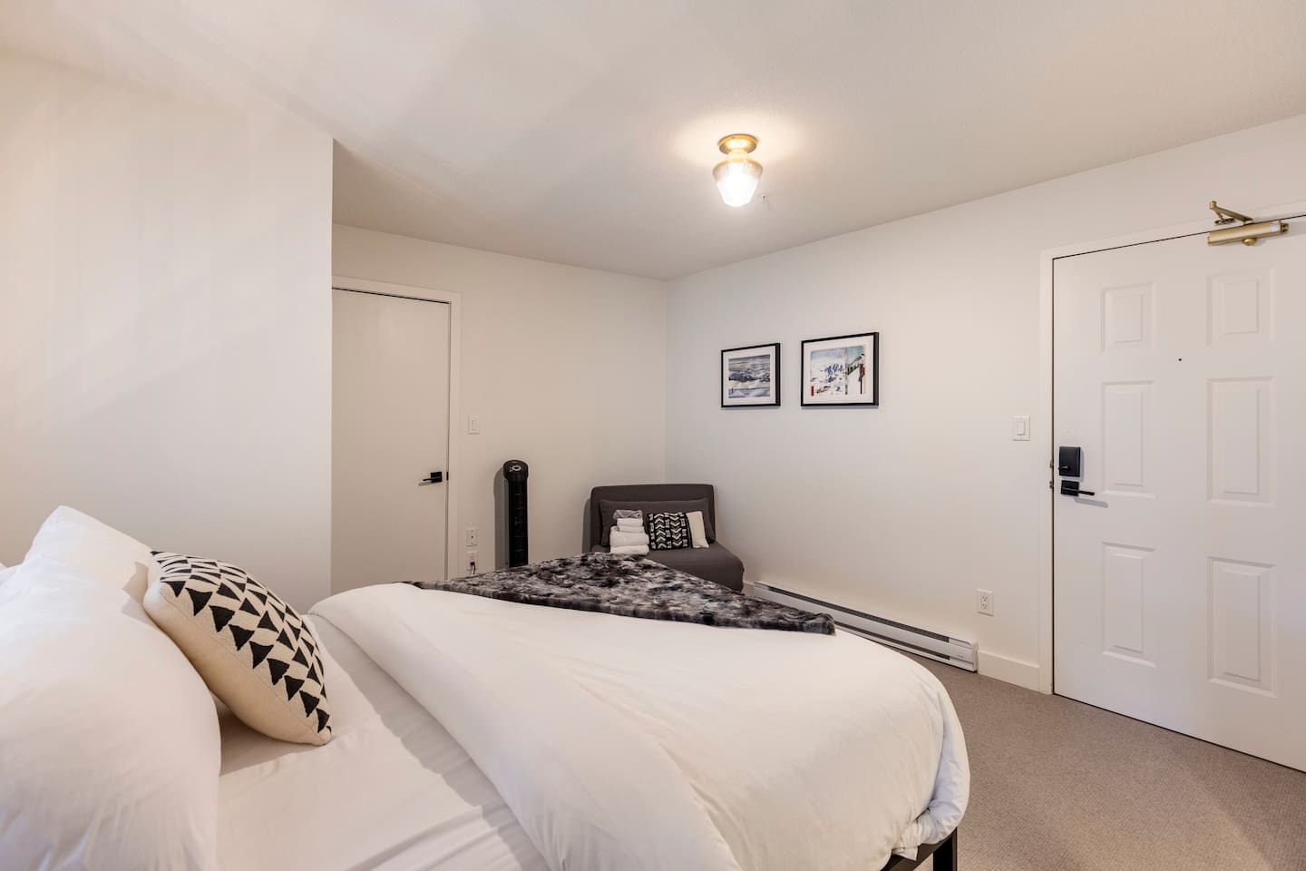 Queen sized bed and the chair bed can be made up as a small single bed suitable for a child.