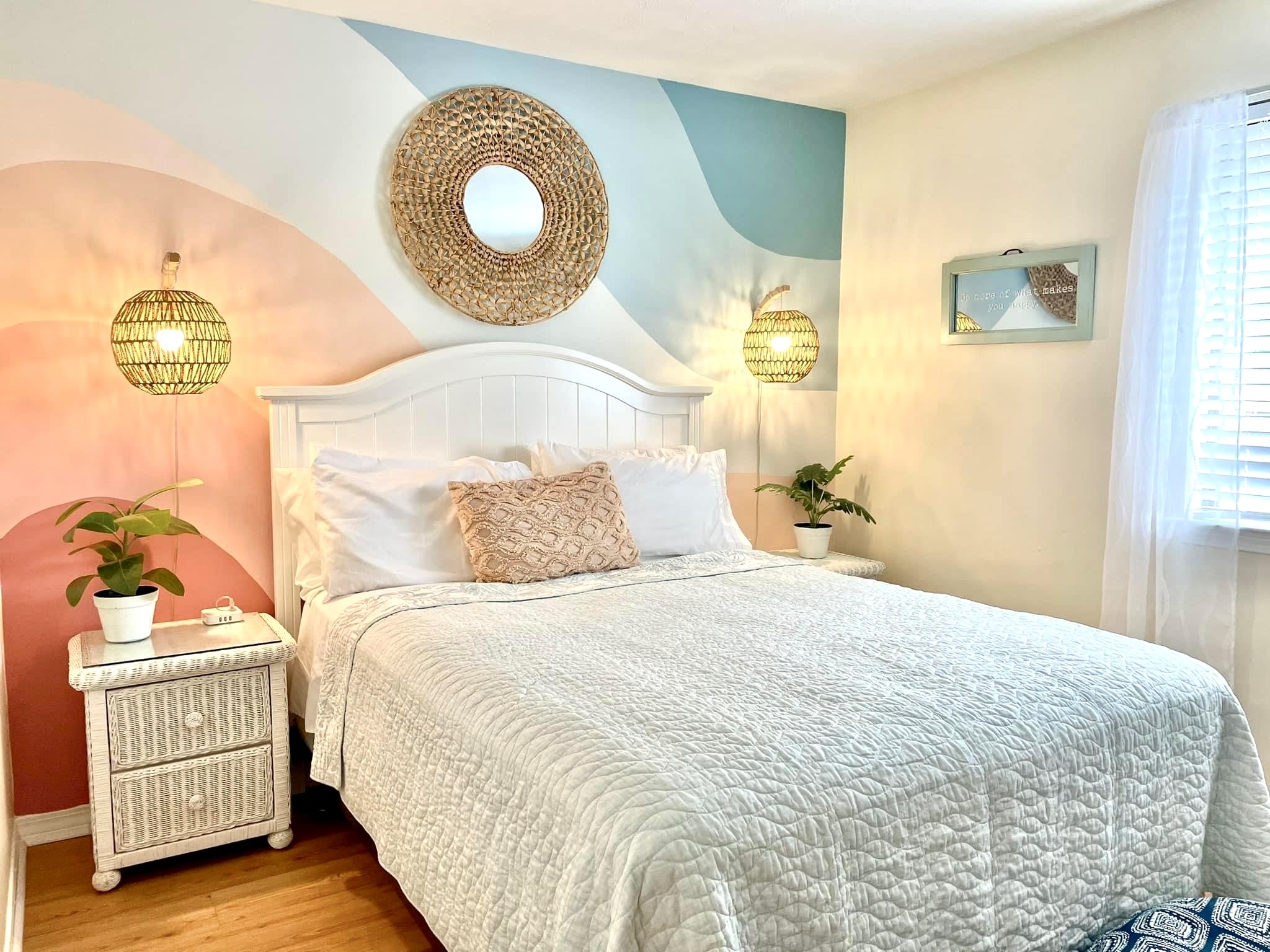Our second bedroom is light and airy and perfect for adults or kiddos!