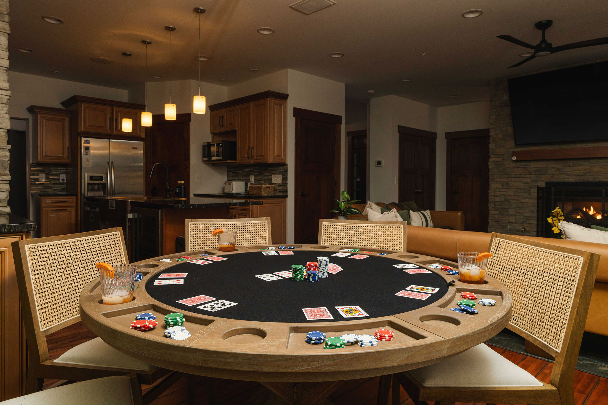 Dedicated poker and game table for evenings of cards, laughs, and memories long after kickoff.