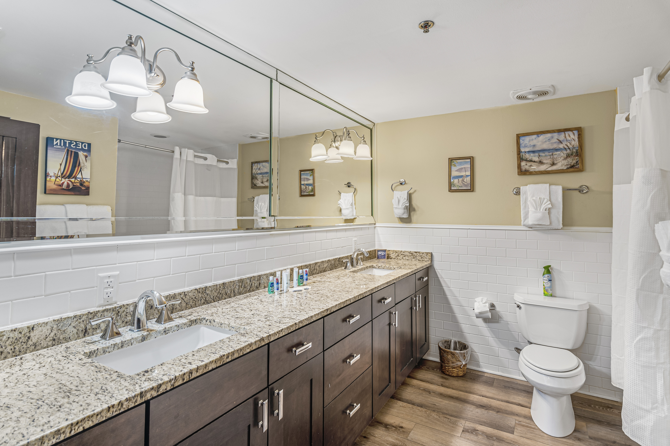 3rd Bathroom with dual vanity, shower/tub combo - shared by Bedrooms 2 and 3