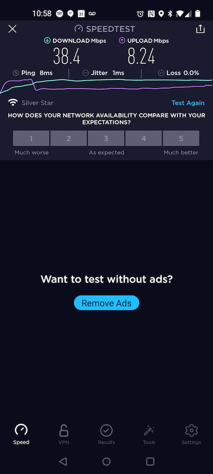 Internet speed test 9/29/2020