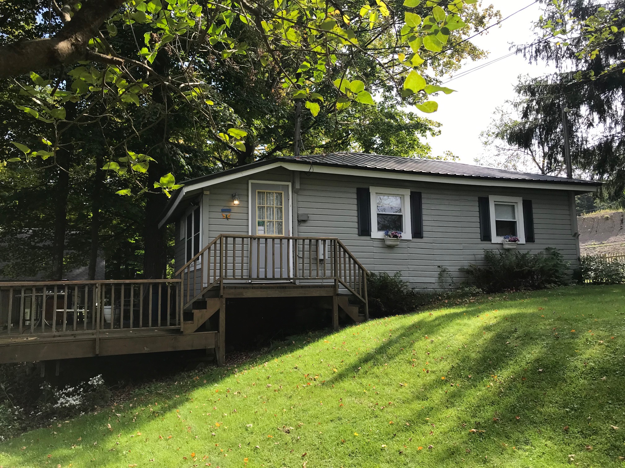 Carr's Cottage lawn and deck