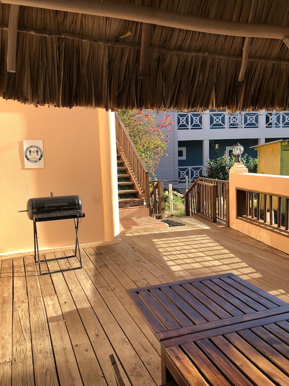 Charcoal grill shared by all 3 units