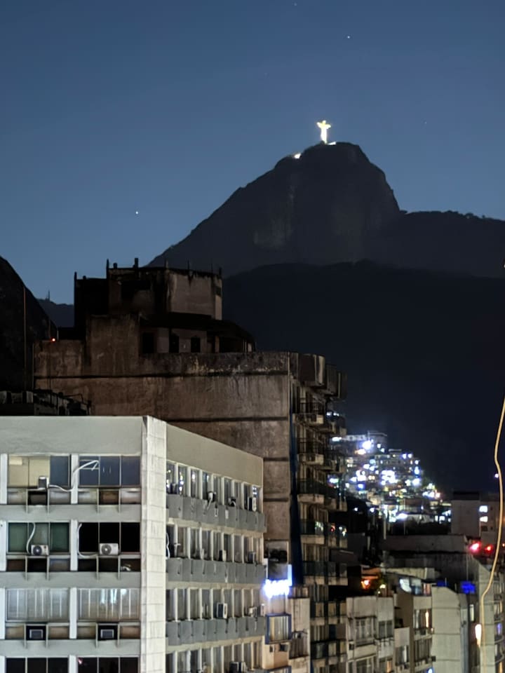 If you lean out the windows from the covered terrace, you get a peek at the Statute of Christ!