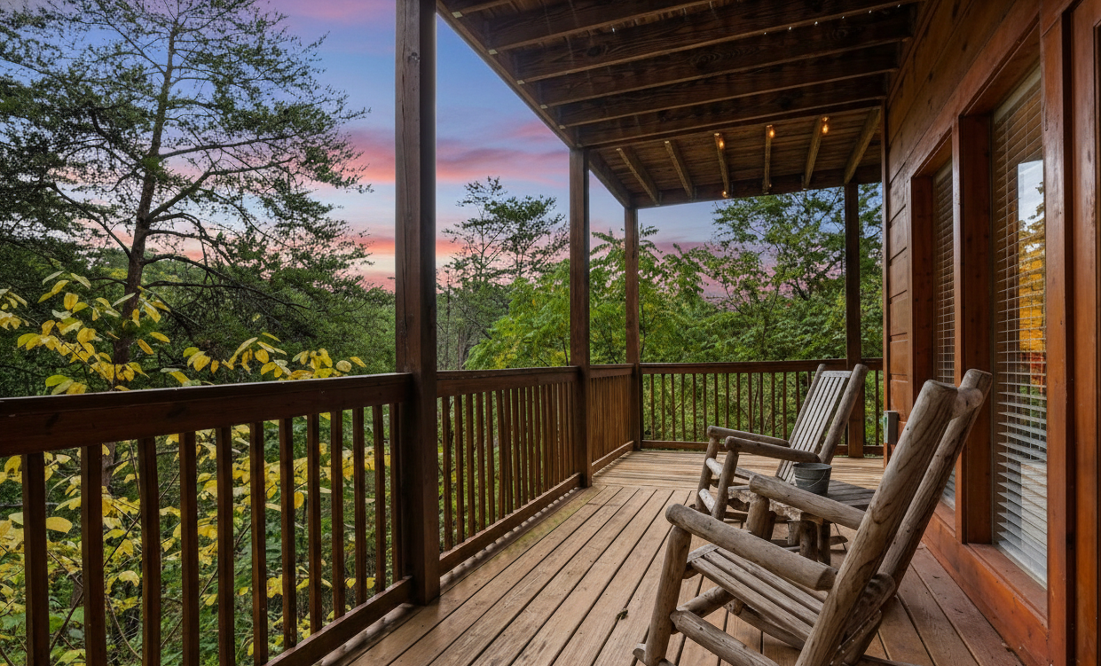 Almost Paradise - 1 minute from downtown Pigeon Forge, Covered deck perfect for your morning coffee