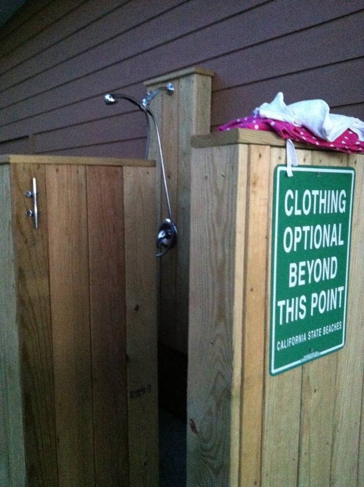 Outdoor shower on site available in summer and fall months.