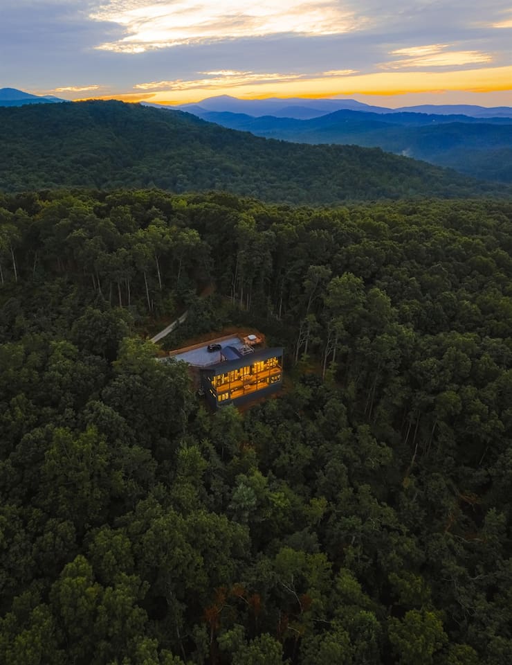 Aerial shot of the cabin
