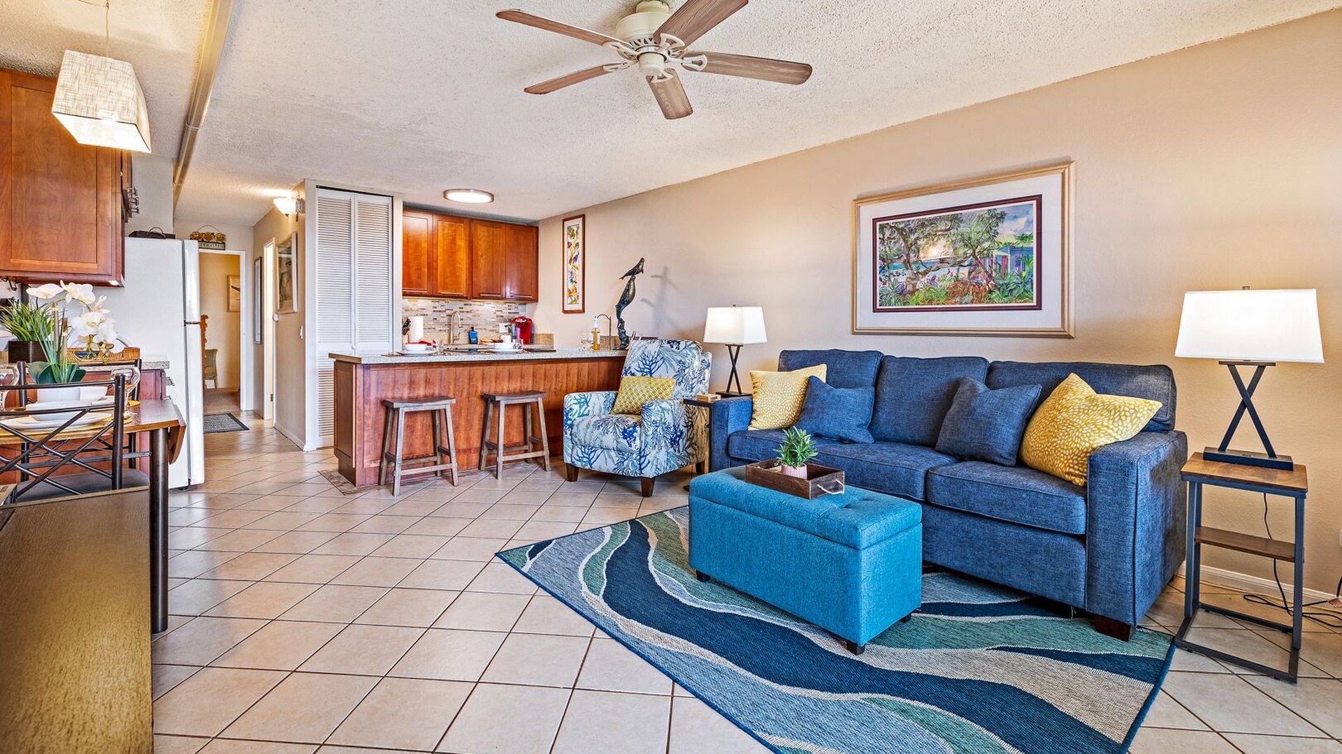 Open concept dining and living area.