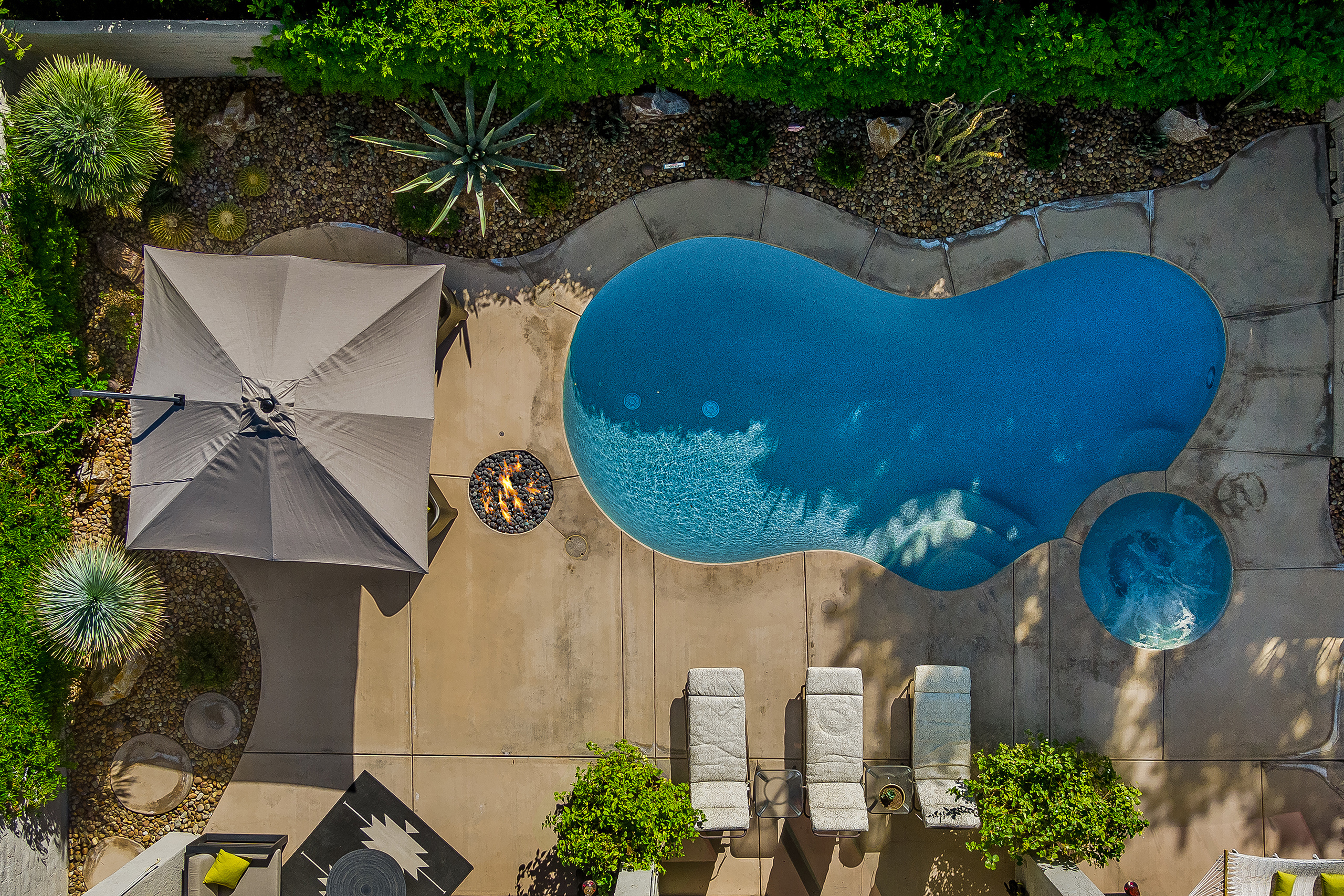 Heated salt water pool and spa