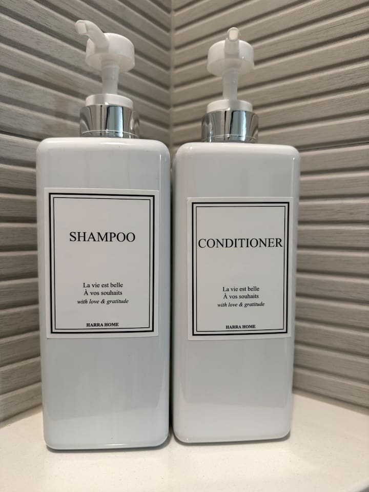 We provide spa-quality shampoo, conditioner, and body wash called Clear Water. 