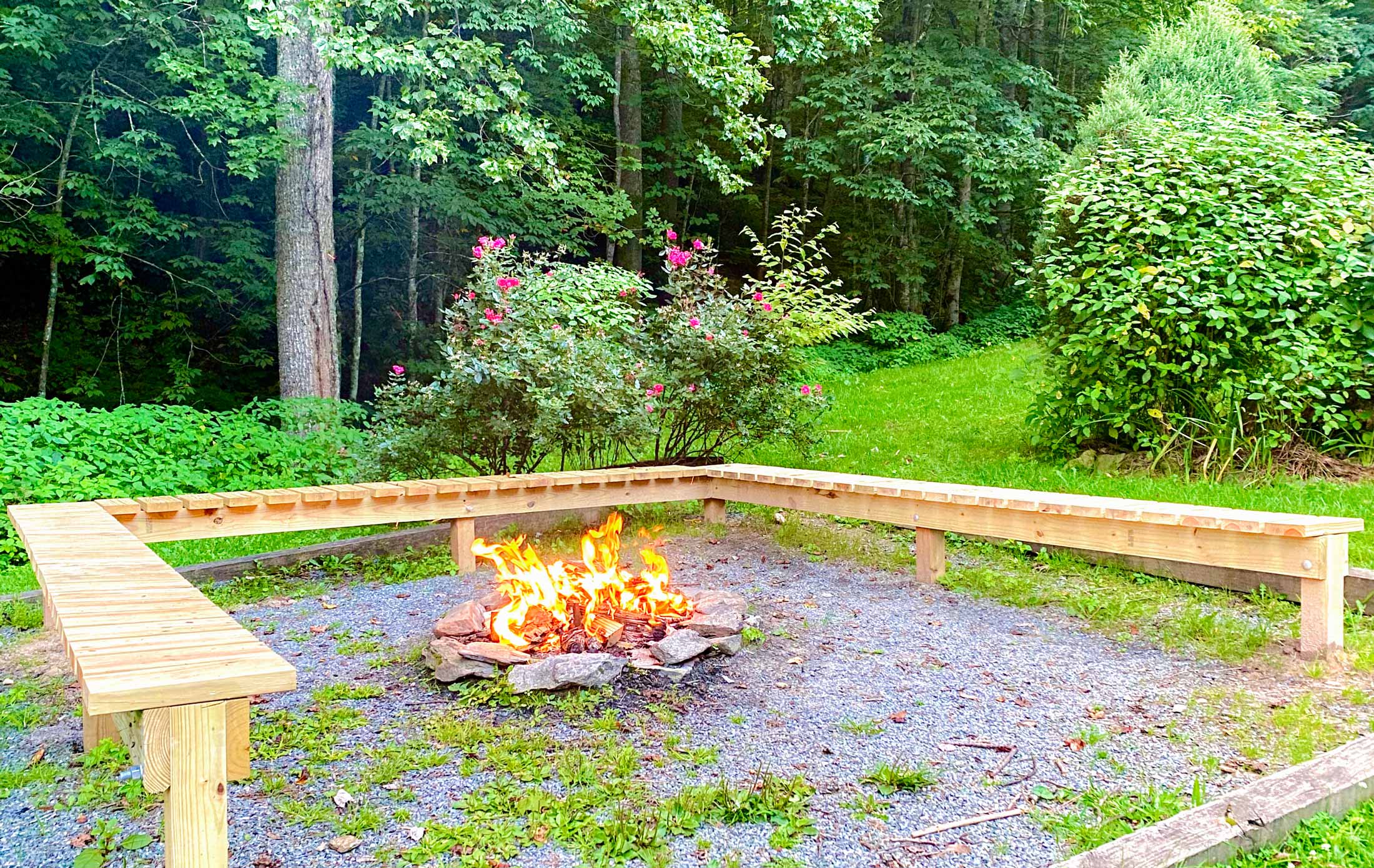 hive lodge firepit area