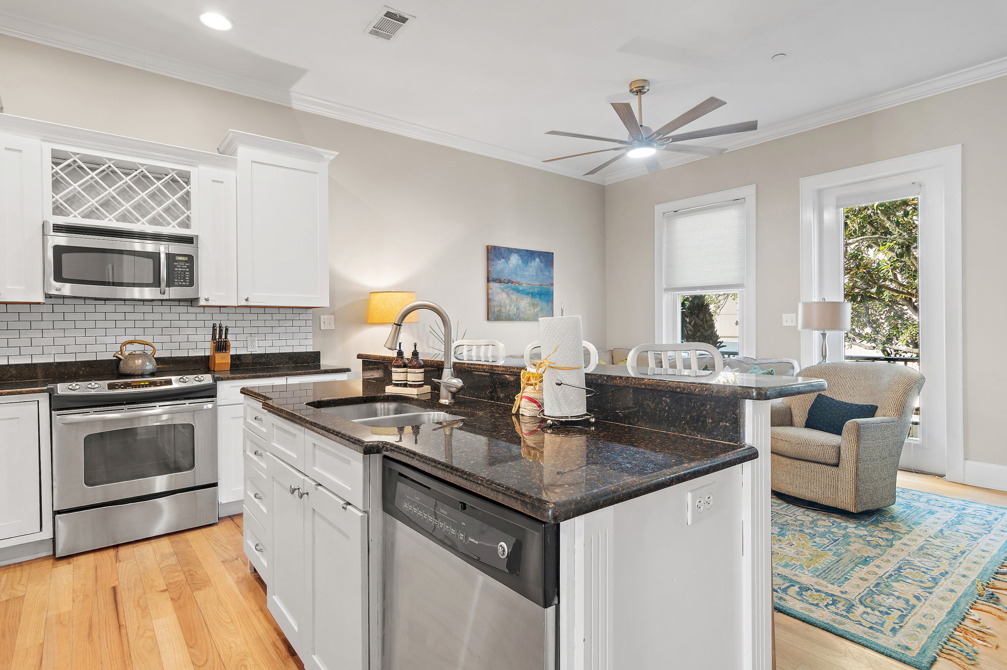 Light & airy kitchen with every small appliance you could want, even a waffle maker!
