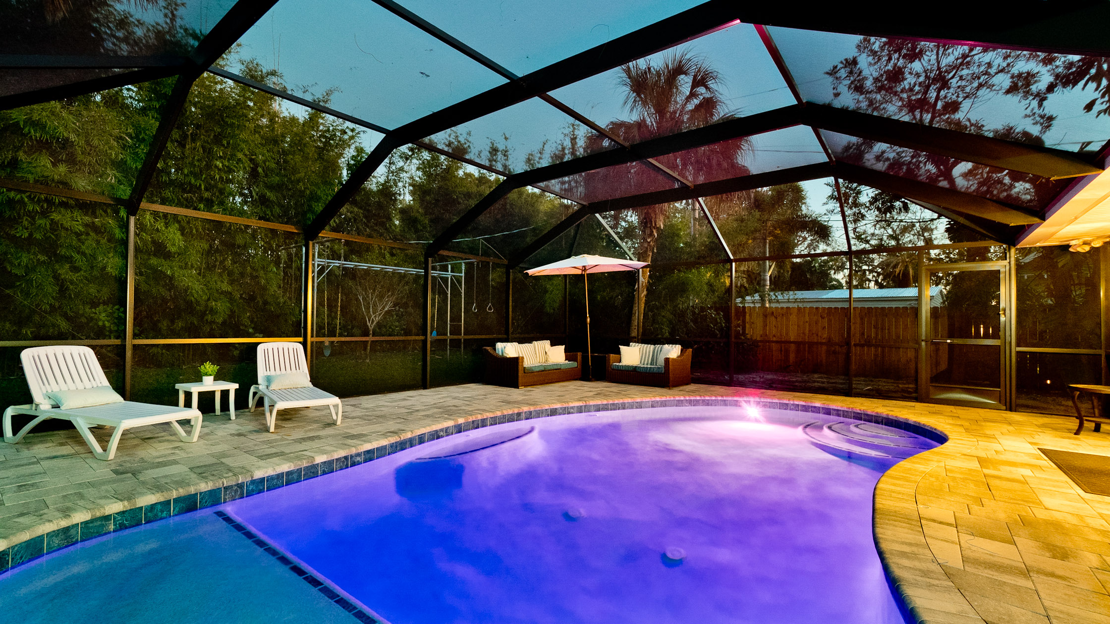 Enjoy the pool day or night