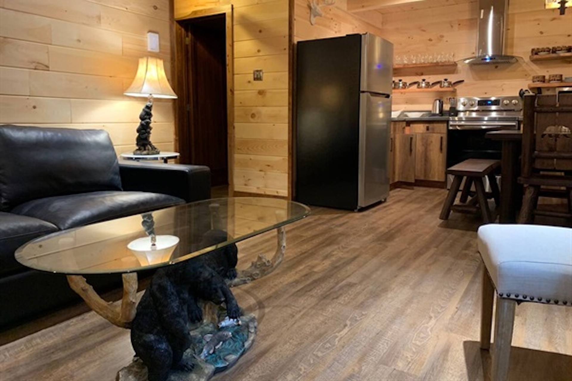 Open living and dining area inside Cottage #4
