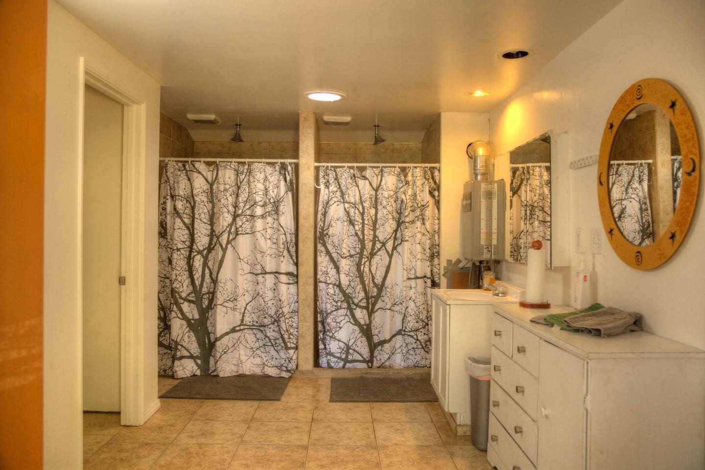 Bathrooms and showers in bunkhouse