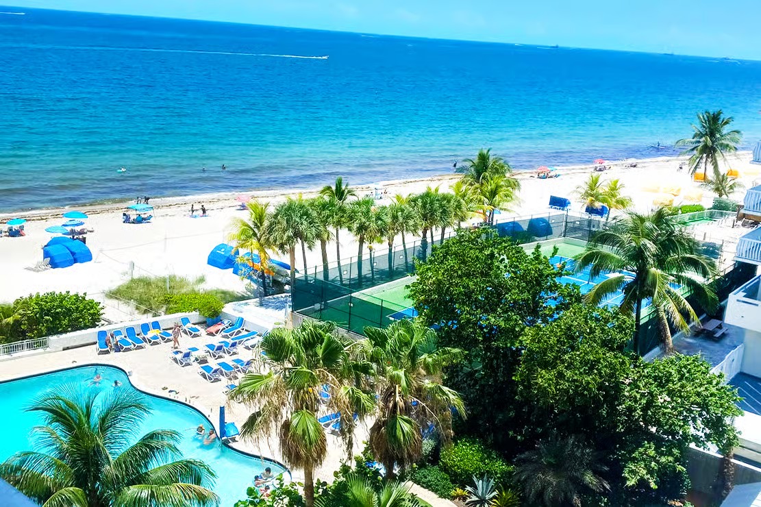 Ocean and pool views