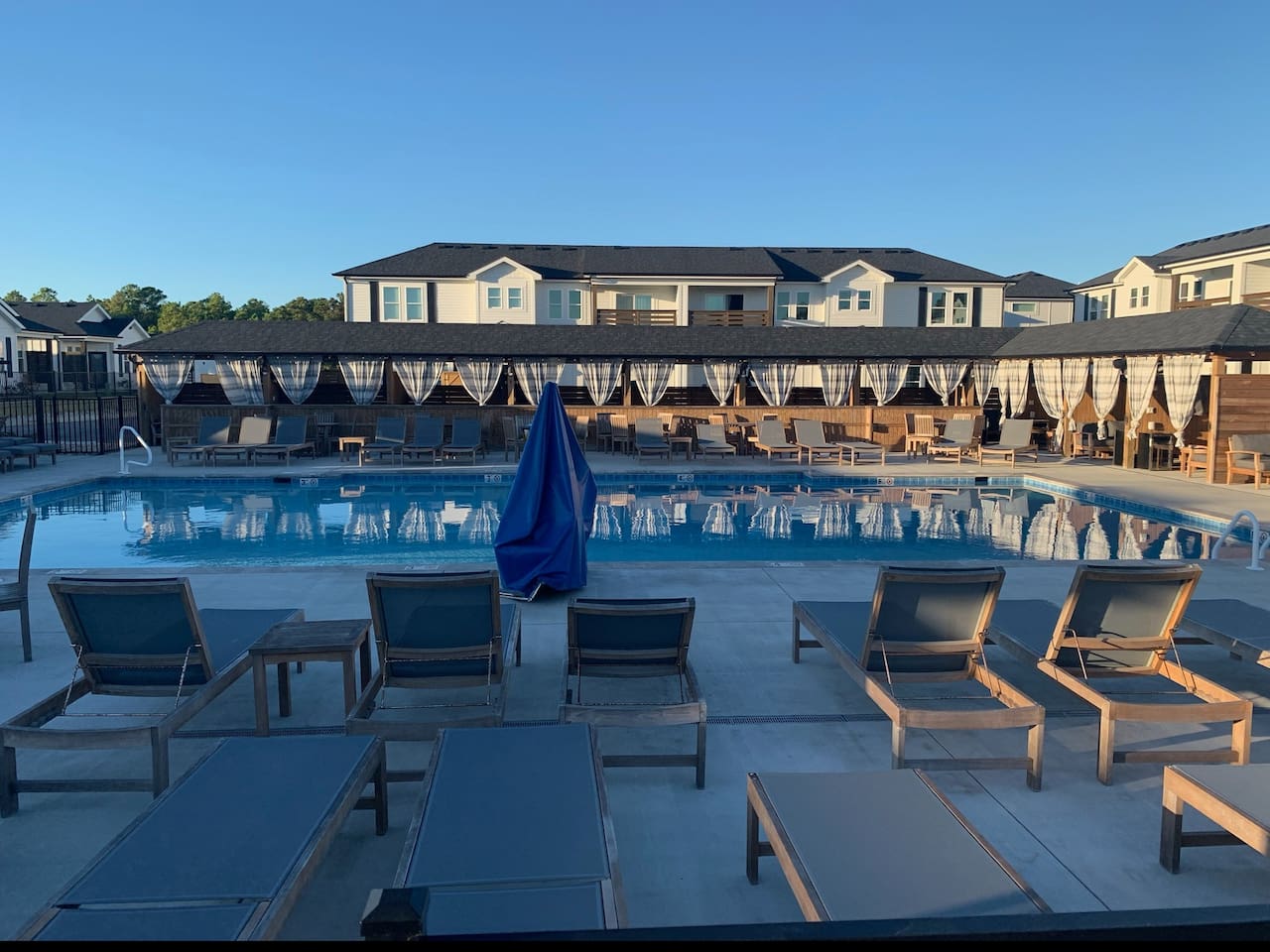 Amazing large saltwater pool with plenty of sun loungers for you and your family.