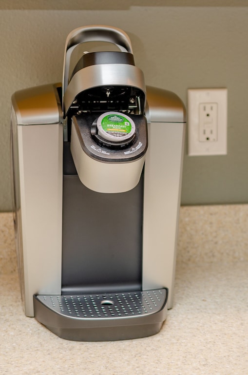 Cottage is equipped with a Keurig, 12 cup coffee pot, and French press.