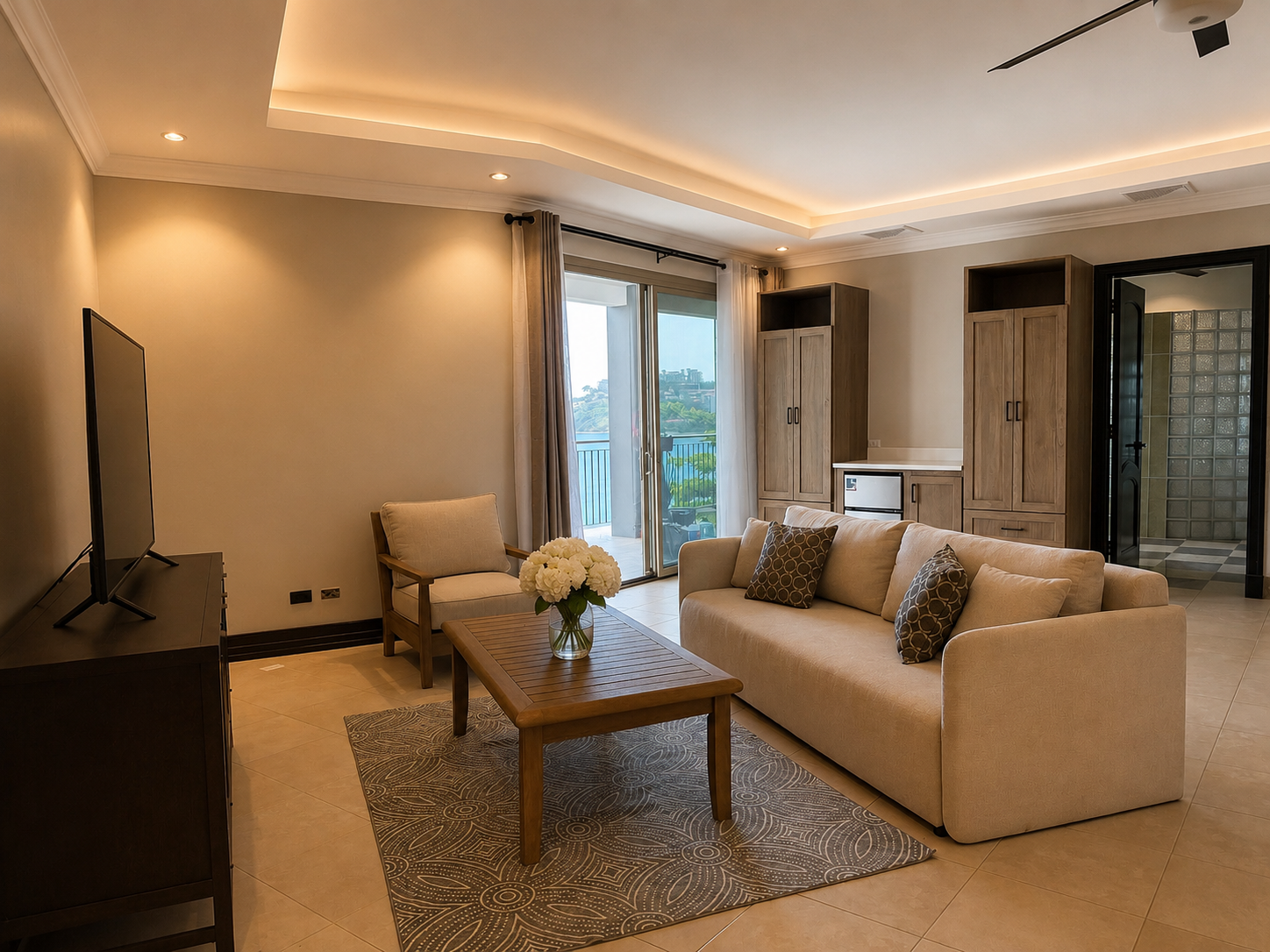 Suite 2 sitting area and pullout queen bed 