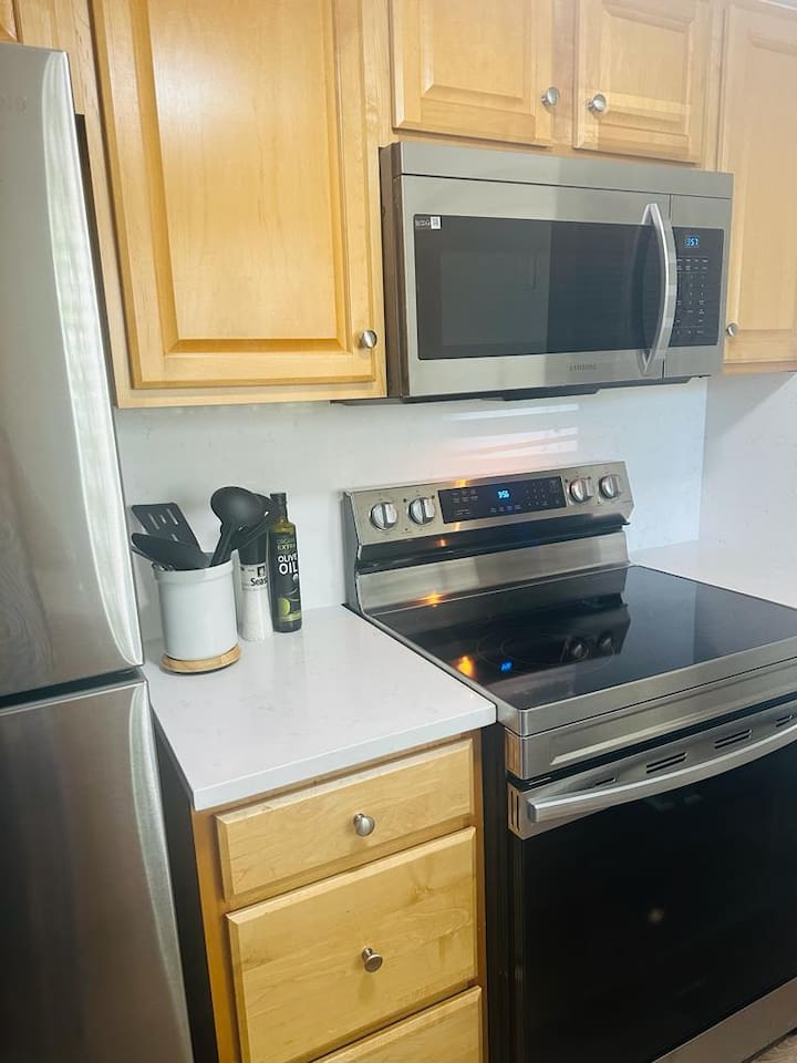 Kitchen with electric range