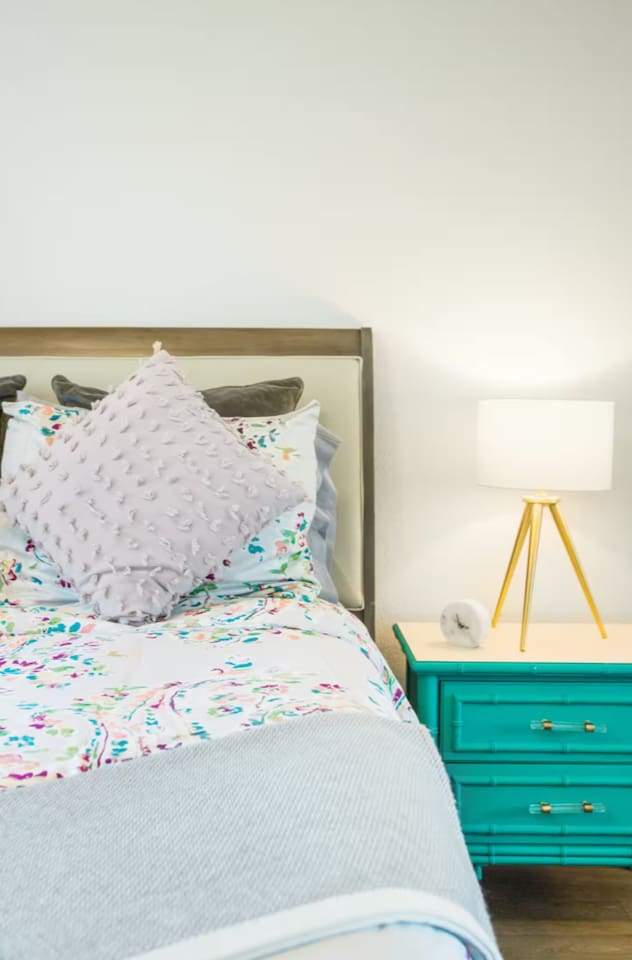 Layers of cozy textures make this bed as inviting to look at as it is to sleep in.