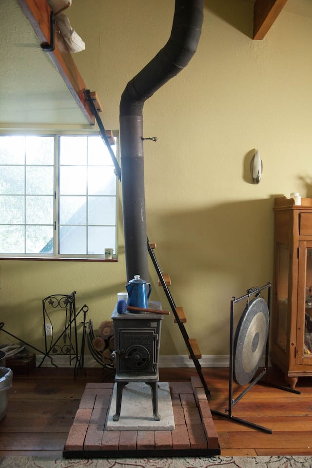 Wood burning stove and a gong!