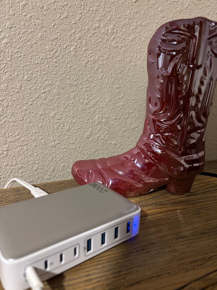 Charging station in bedroom