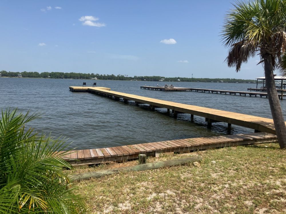 Boardwalk leading out to the private pier