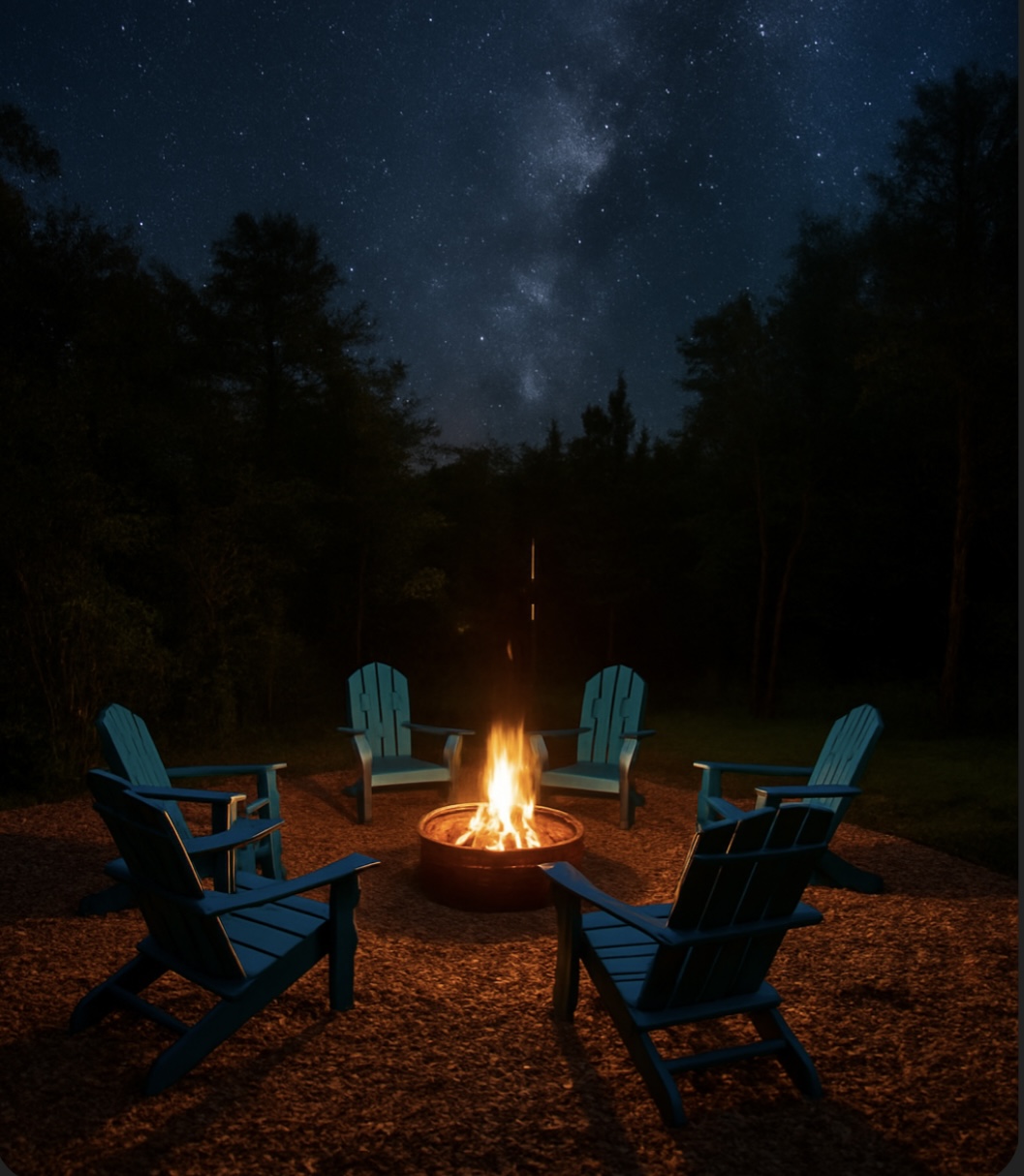 Gaze at the stars and enjoy the warmth of the fire pit on those beautiful autumn nights.