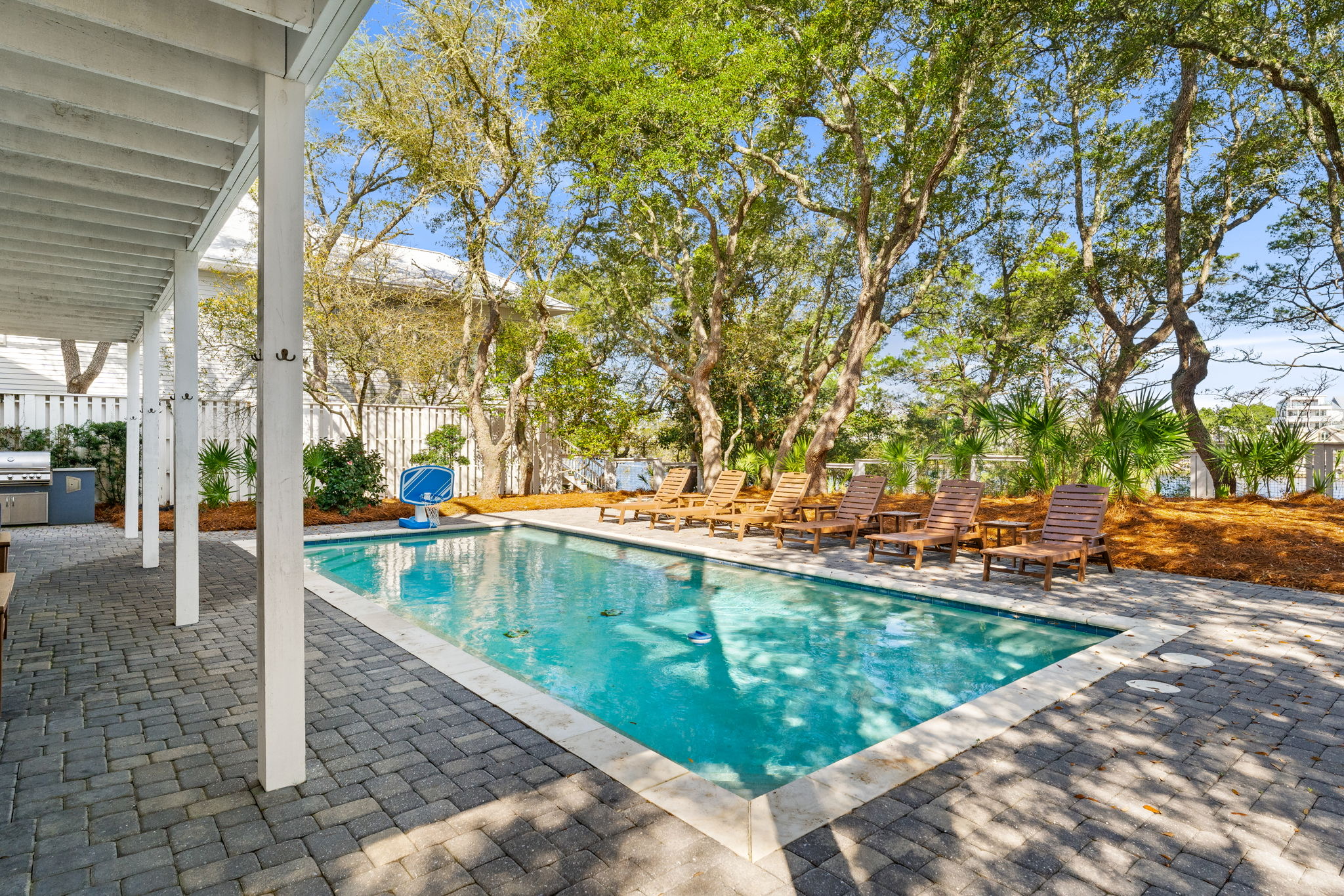 Private Shaded Pool: Escape the midday heat in our private, heated pool. Perfectly situated in a breezy, shaded area, it’s the ideal spot to take a splash and cool off after a morning on the sand.