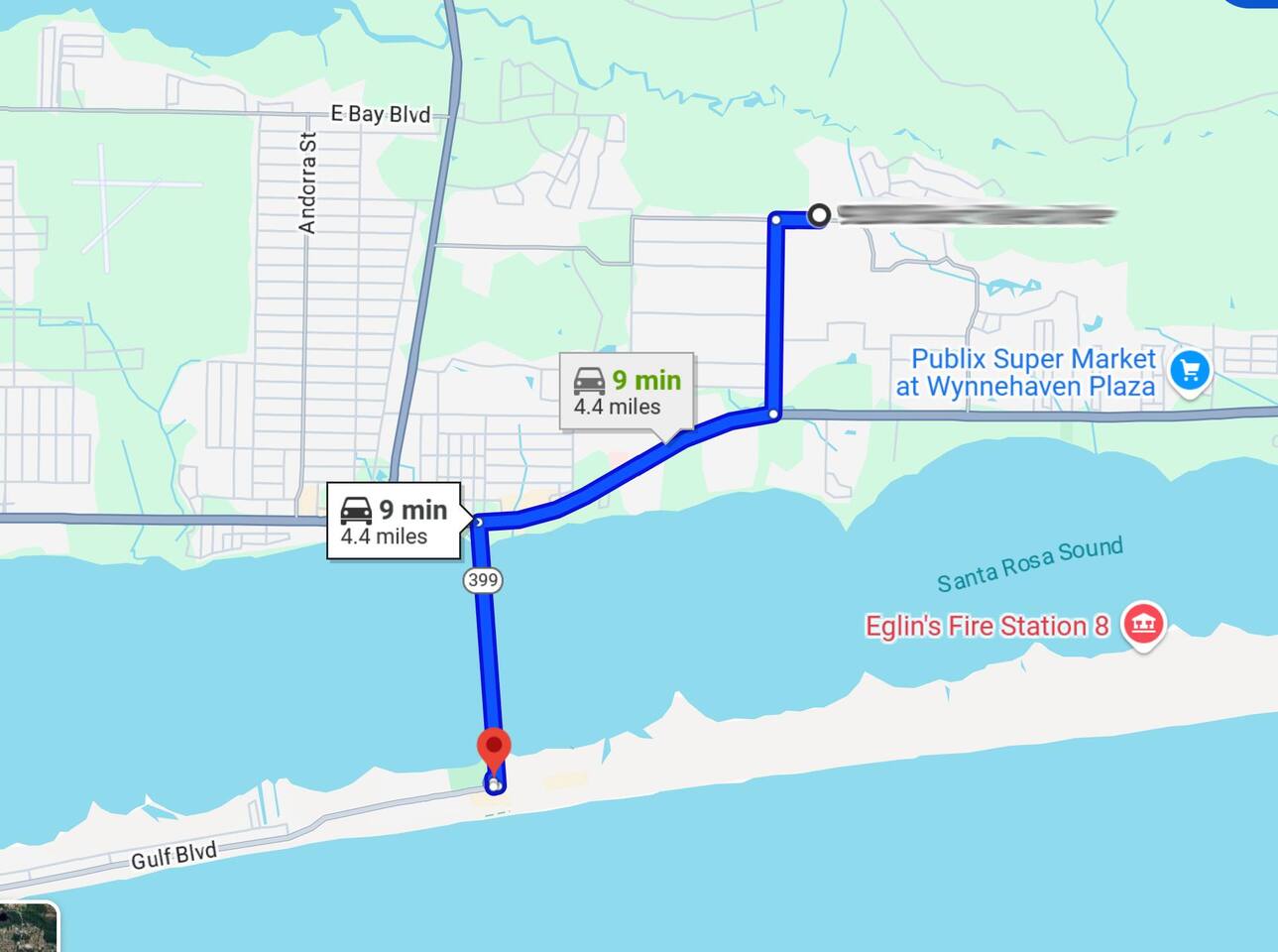 Distance to the beach.