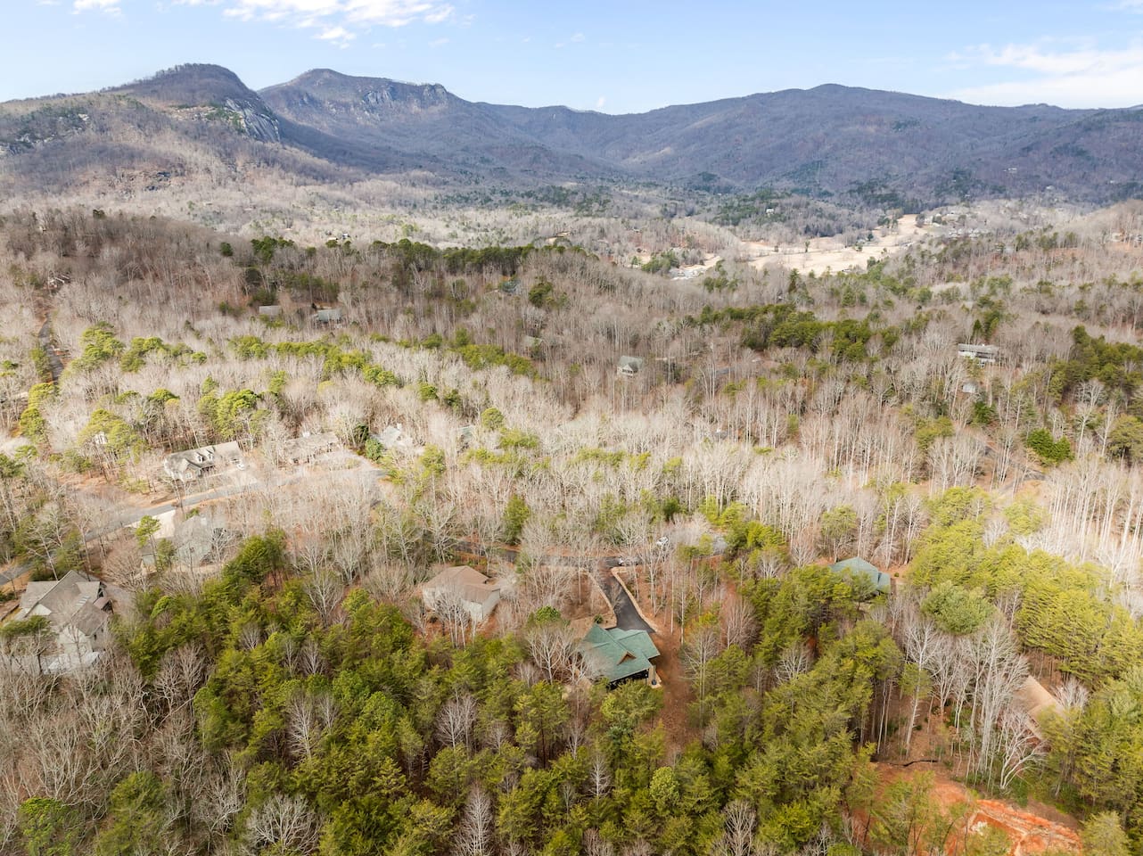 Upper drone view of the cabin