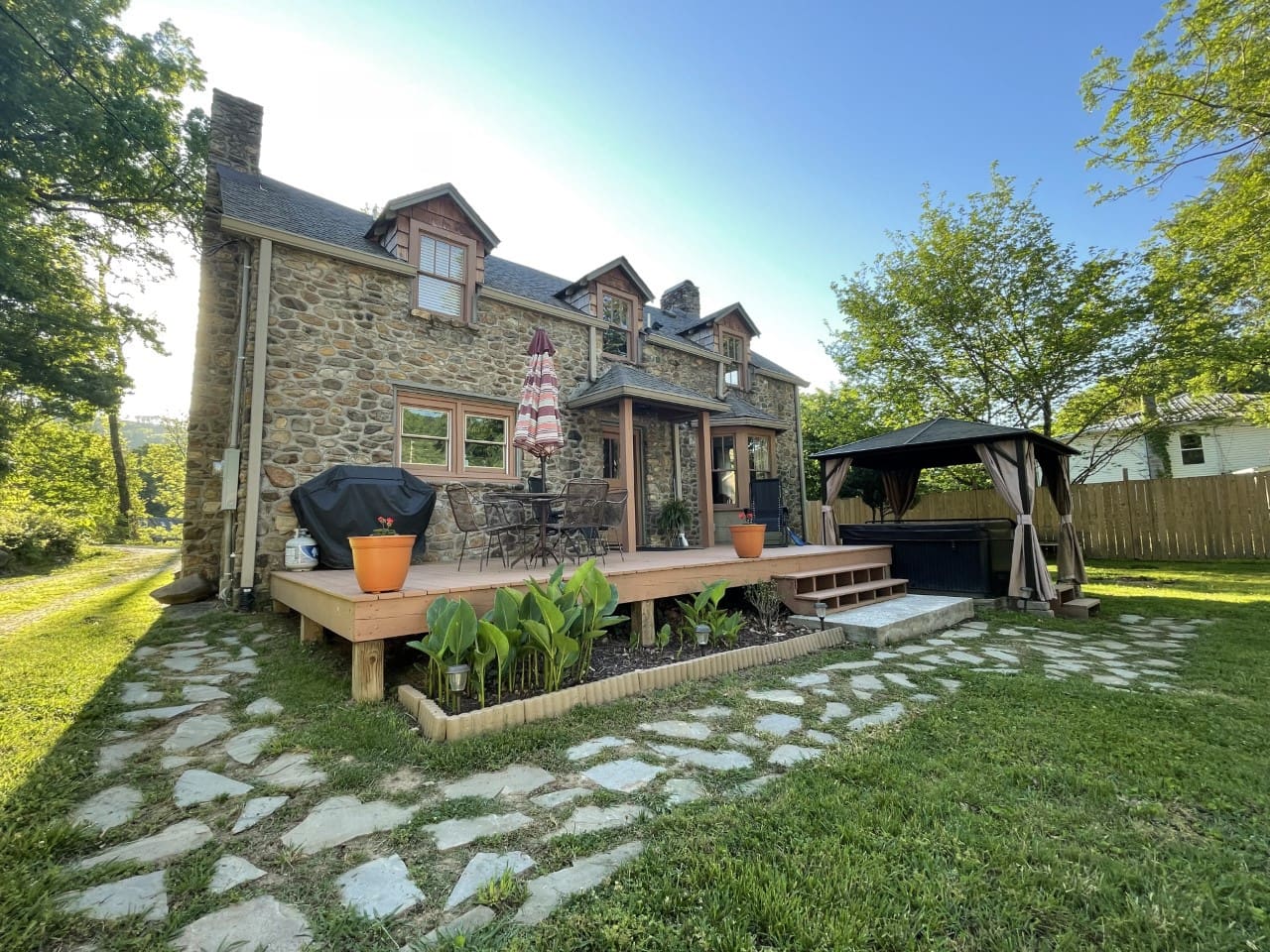 Large deck with grill and table