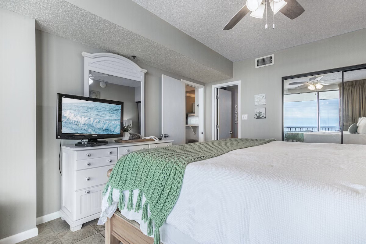 Master bedroom - ensuite bathroom entrance seen in back of photo. Plenty of drawer and closet space!
