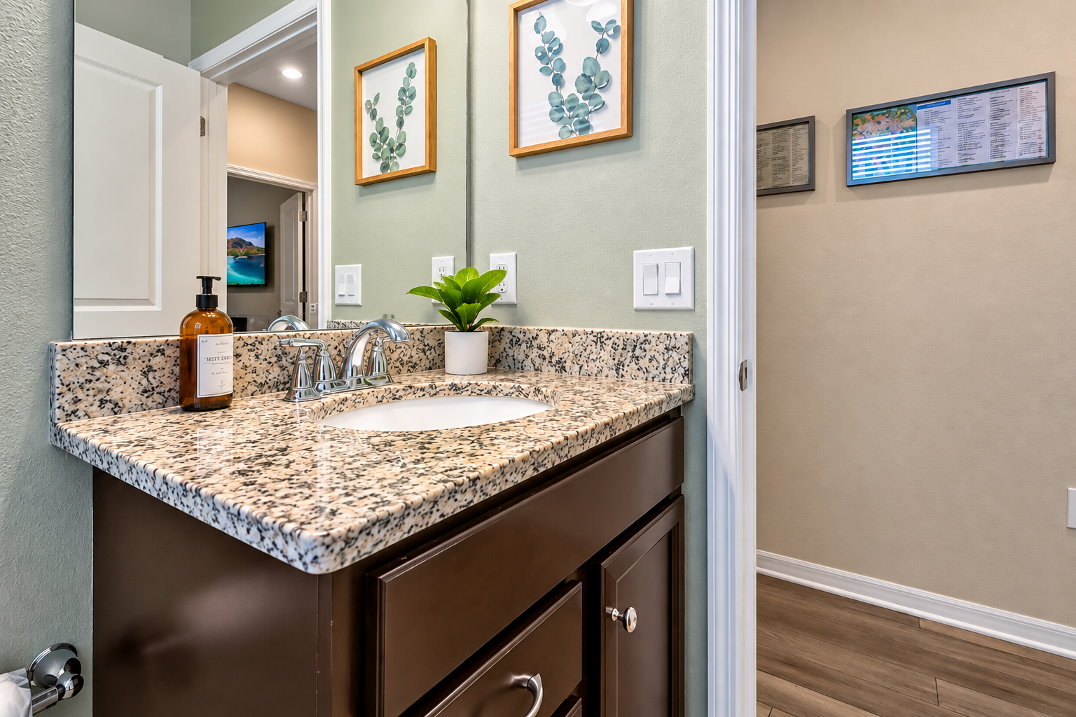 This half bathroom is right by living room on the ground floor for easy access.