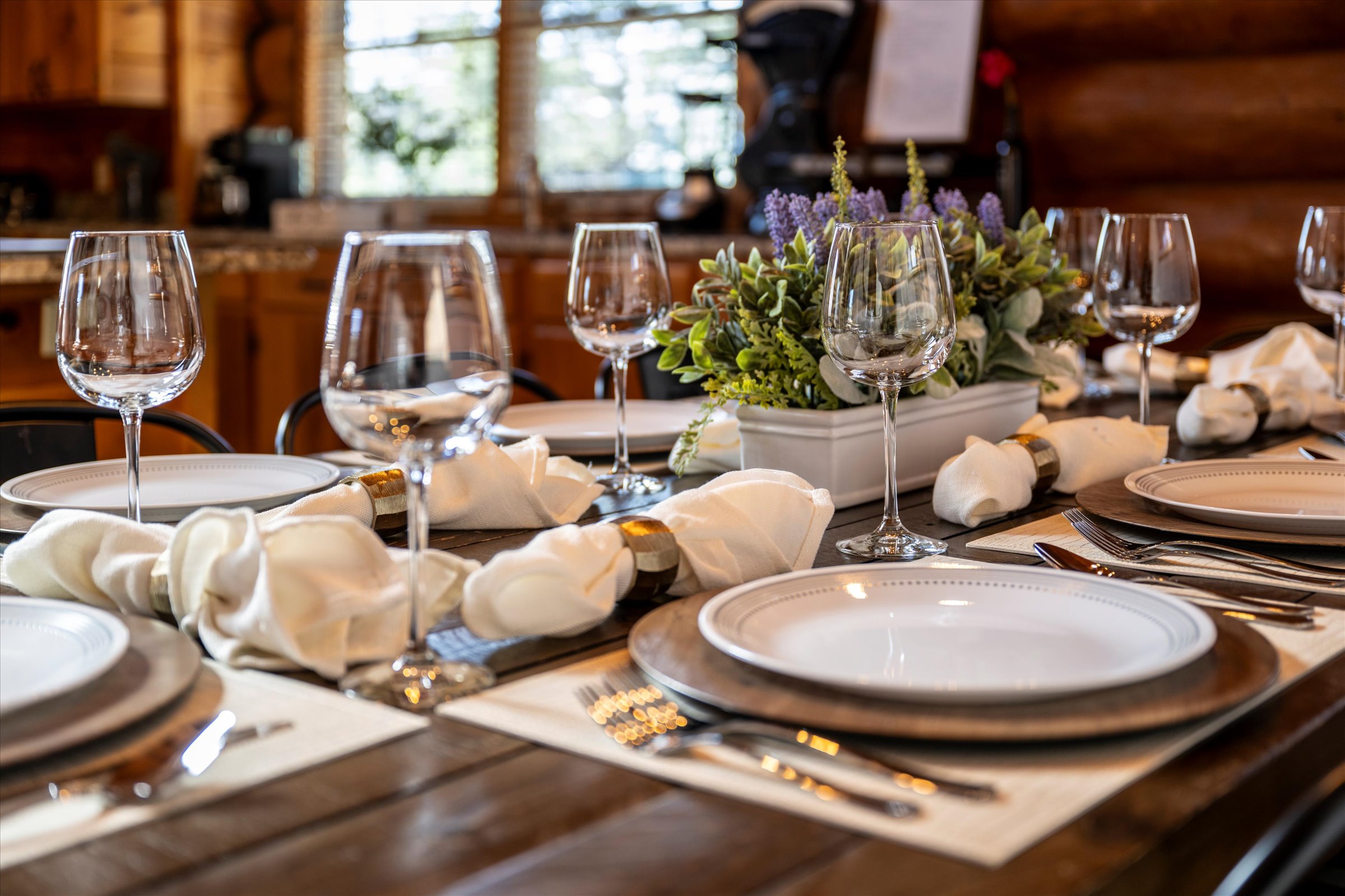 Enjoy formal meals in the dining room (seats up to eight people). Four more can fit on the island.