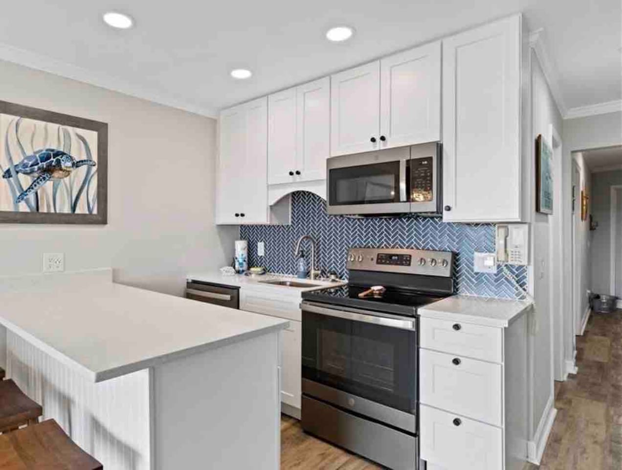 Kitchen with stainless steel appliances