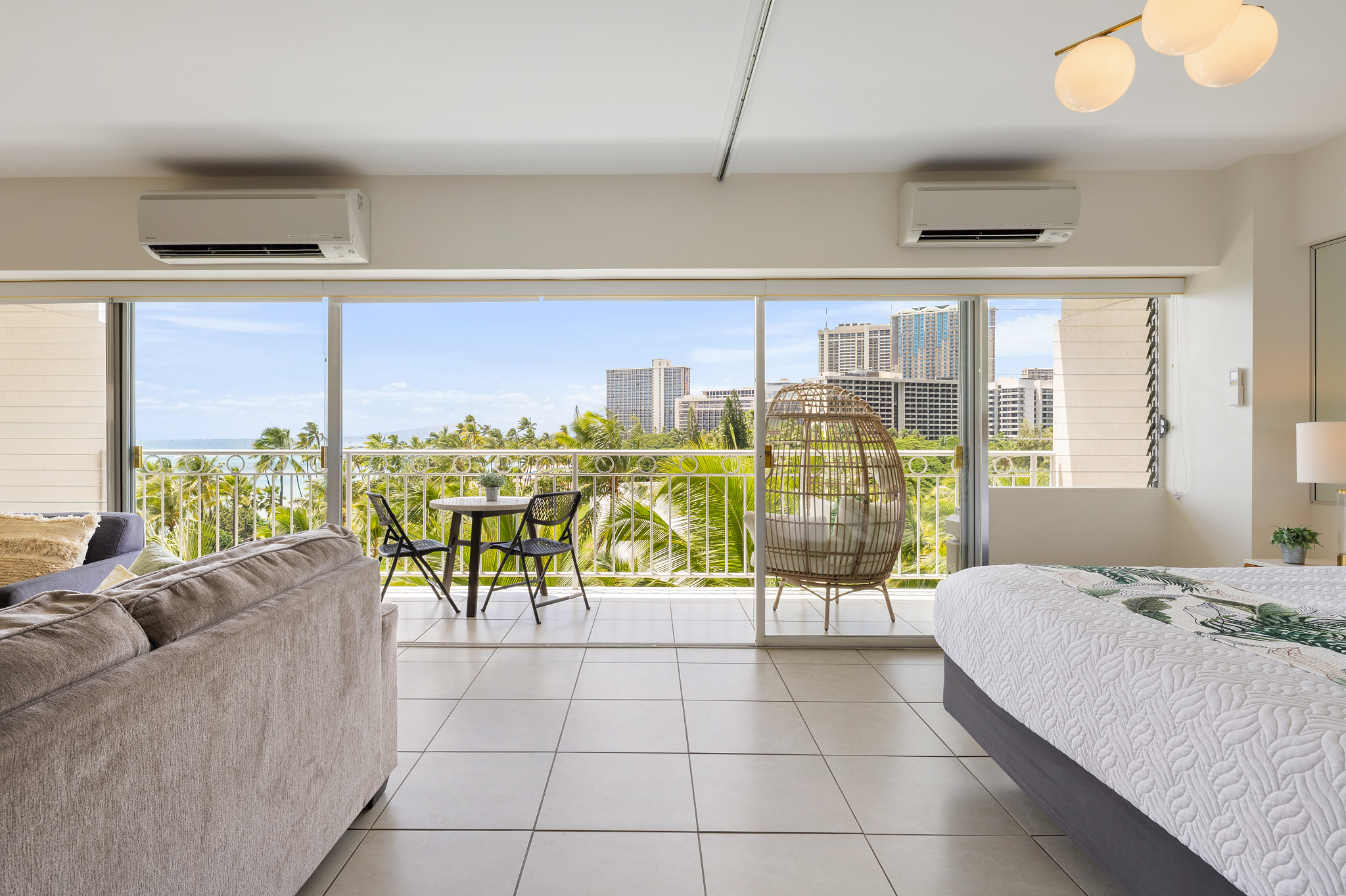 Living area leads to private lanai 