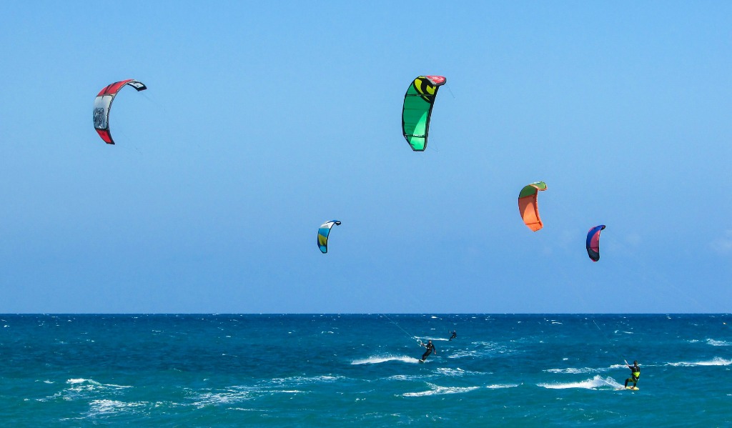 Kiteboarding on a windy day