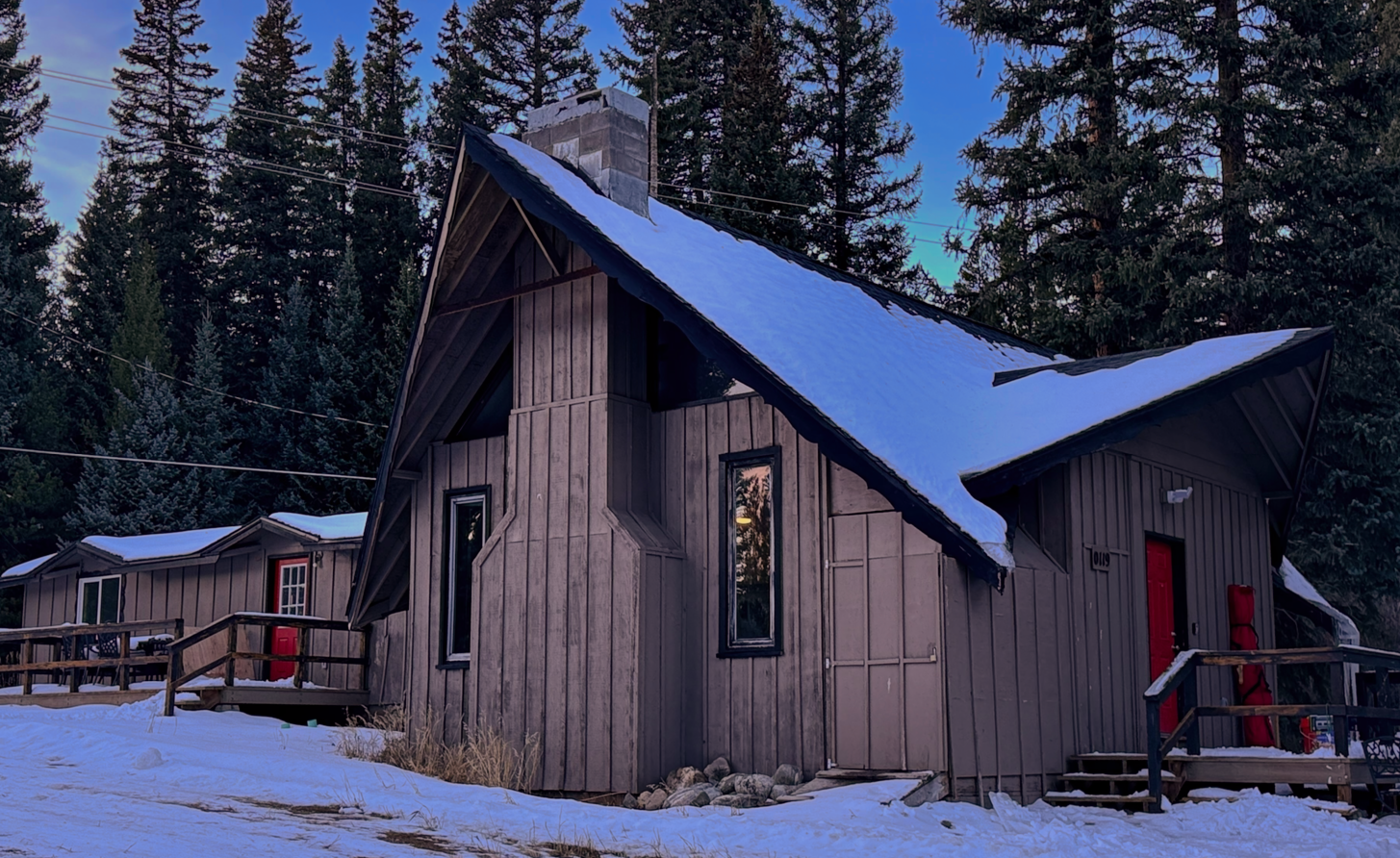 The Velvet Moose from the driveway. Your mountain getaway awaits!  Rock Springs creek runs on the back side of the house and you'll see moose walking through the yard all year round.