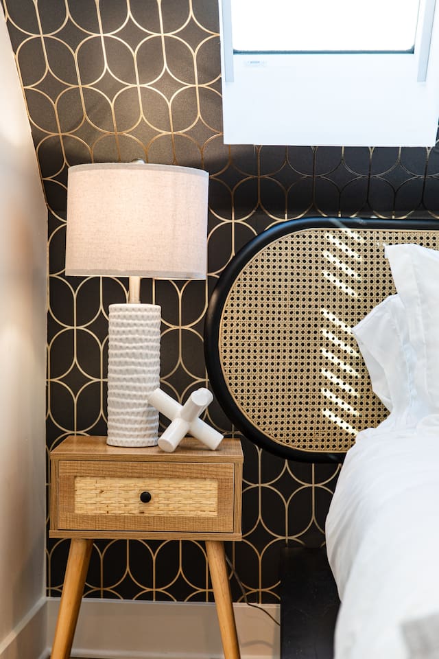 Bedside Table and Lamp