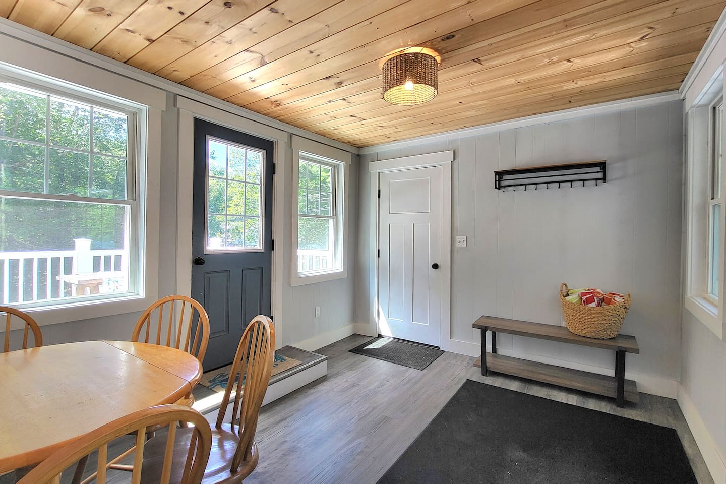 Breeze way, deck and garage entrance 